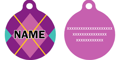 Purple Argyle HD Dog ID Tag