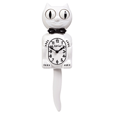 White Gentleman Kit-Cat Klock with Black Bow Tie (15.5" high)
