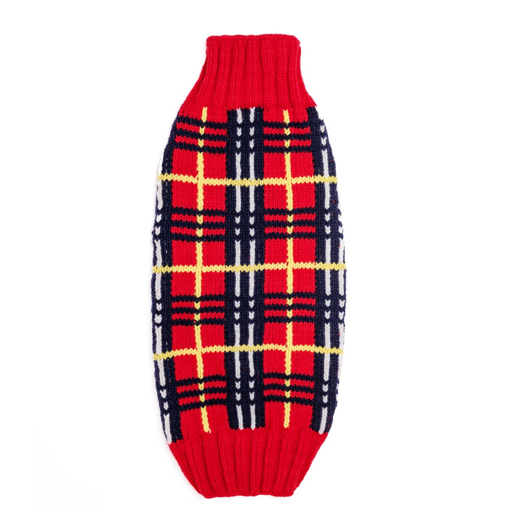 Red Tartan Plaid Dog Sweater