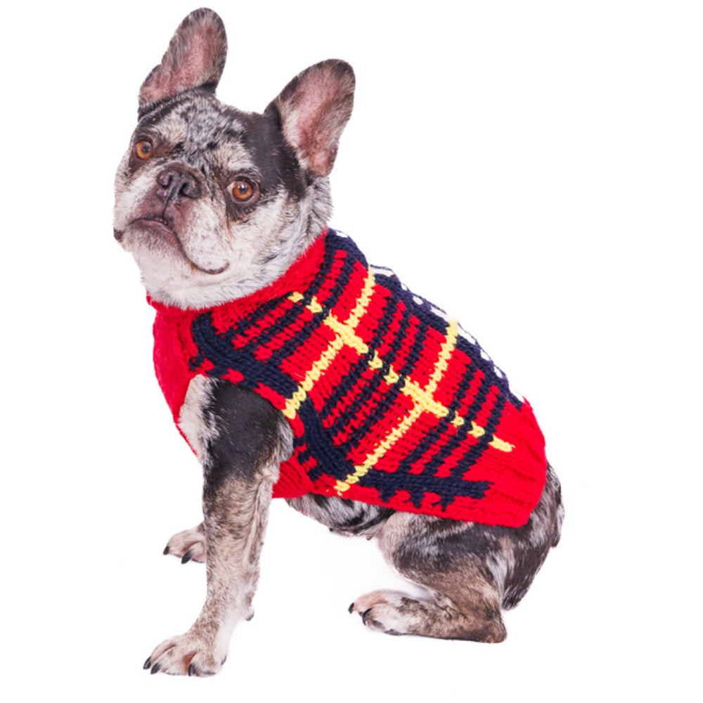 Red Tartan Plaid Dog Sweater