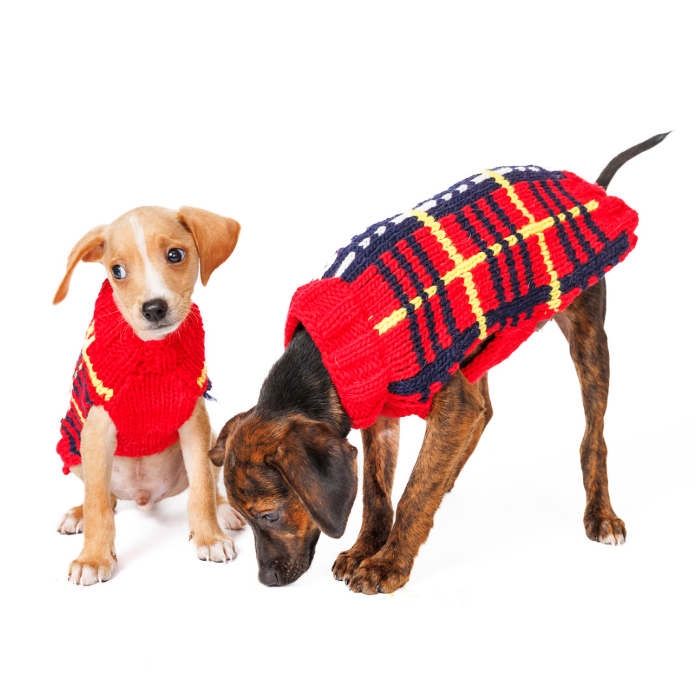 Red Tartan Plaid Dog Sweater