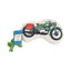 Country Living Retro Army Motorcycle Plush Dog Toy with Squeaker & Rope, 6 × 15 in