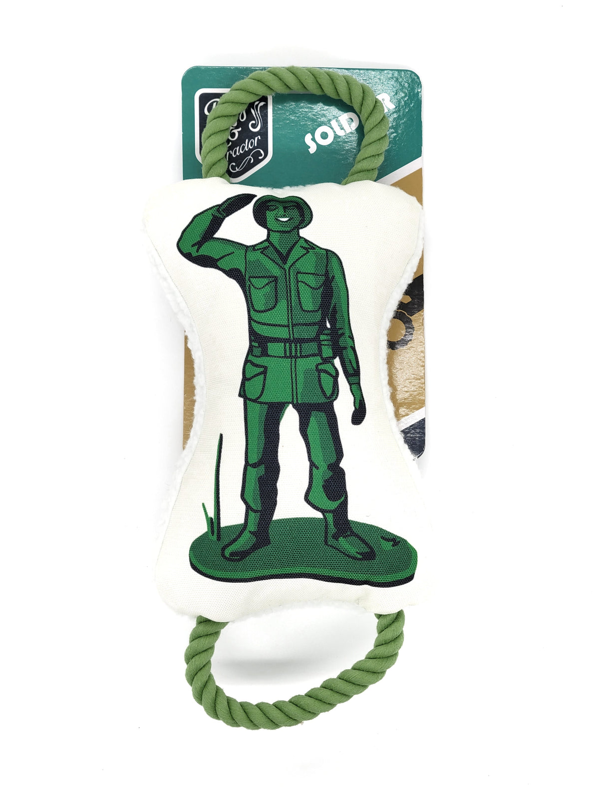 Country Living Retro Soldier Plush Dog Toy with Squeaker & Rope, 15 × 6.5 in