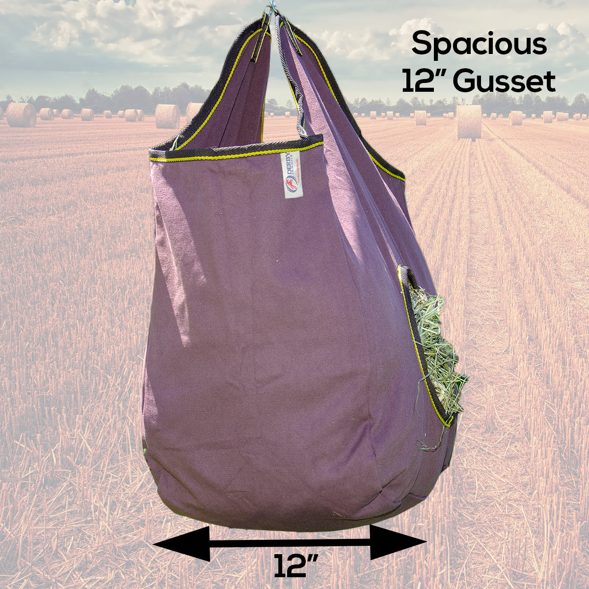 Tahoe Tack Pair of 2 Extra Wide 19" x 12" x 20" with 7" Diameter Circular Opening Canvas Hay Bags for Horses and Livestock Fits 3-4 Large Flakes of Hay