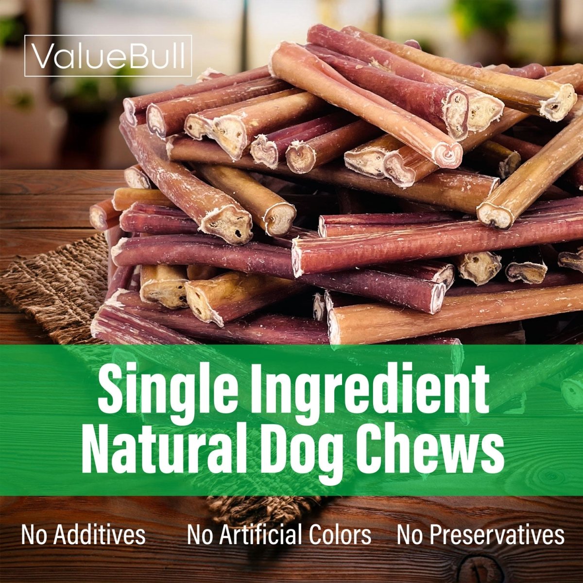 ValueBull Bully Sticks for Large Dogs, Super Jumbo 6 Inch, 25 Count