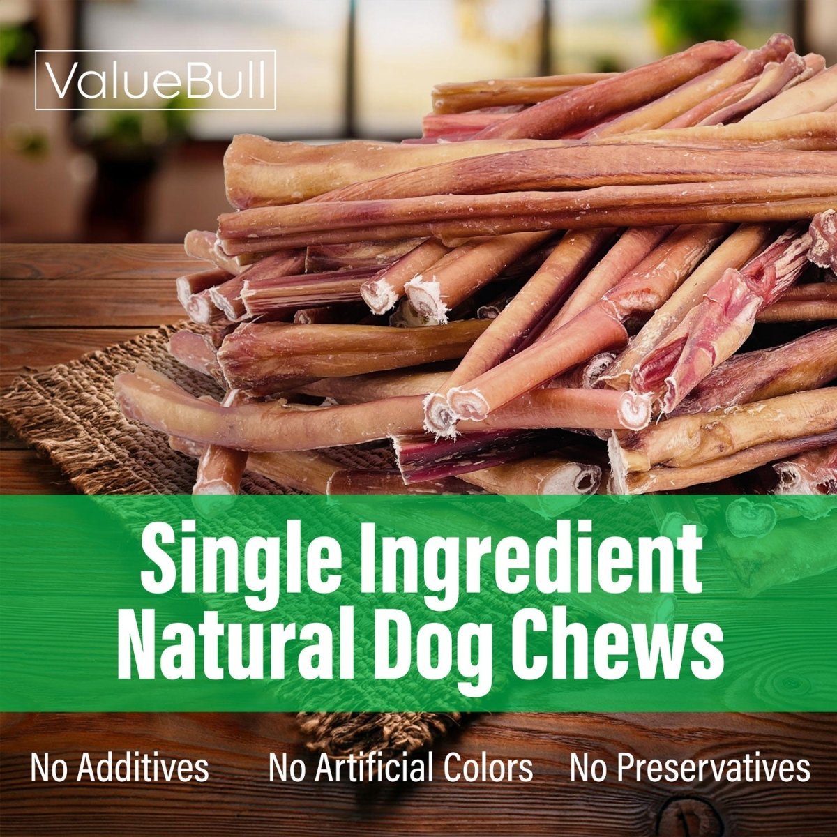 ValueBull Bully Sticks for Large Dogs, Jumbo 12 Inch, 50 Count