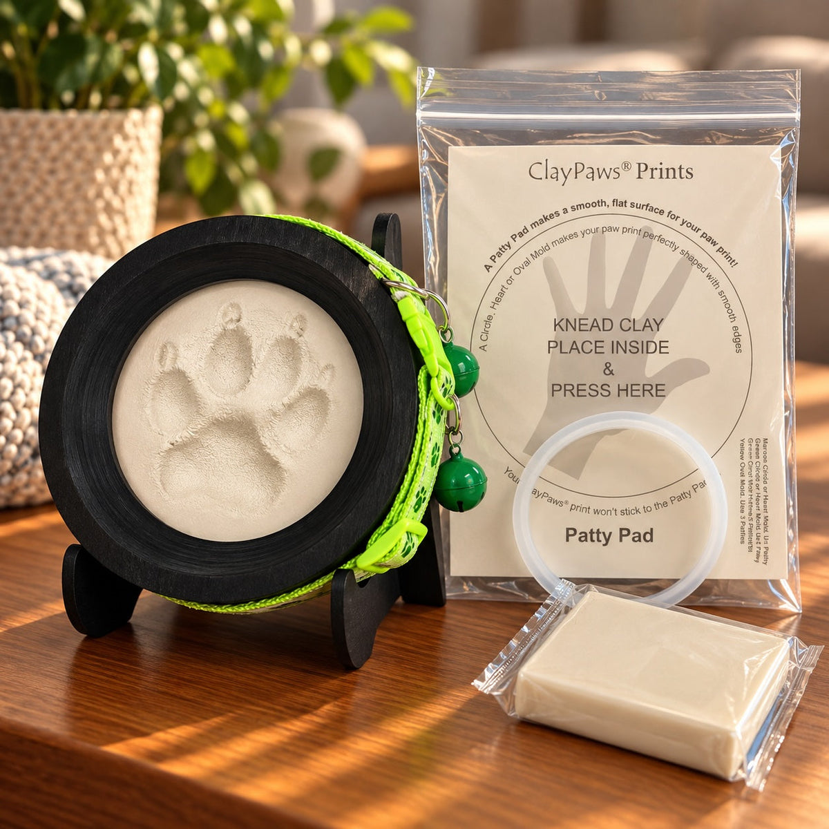 ClayPaws® Almond Shimmer Paw Print Kit & Collar Keepsake Frame