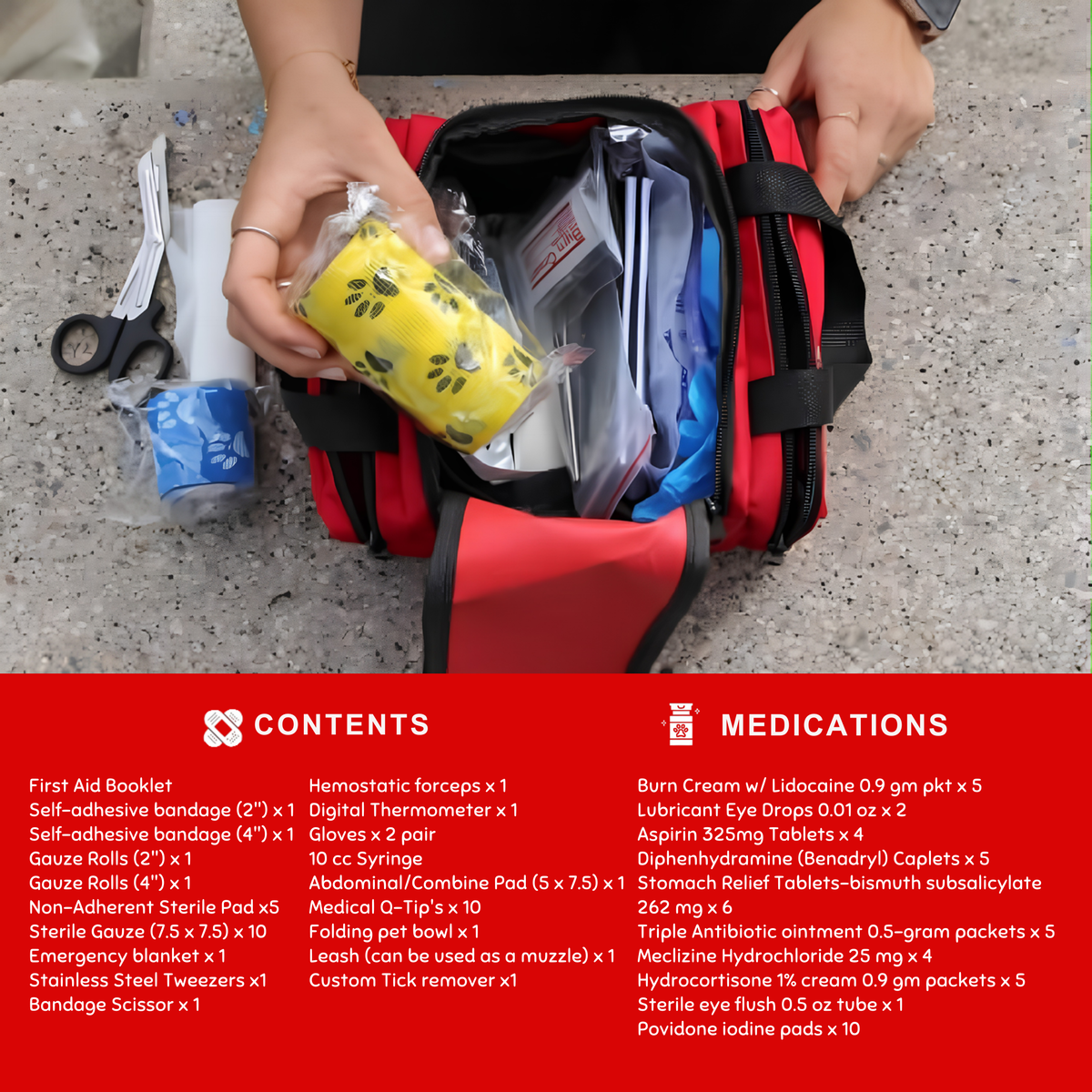 PetVet Medic® Small Pet First Aid Kit – 90+ Piece Dog & Cat Emergency Kit with Veterinarian-Curated Supplies & Mini First Aid Guide