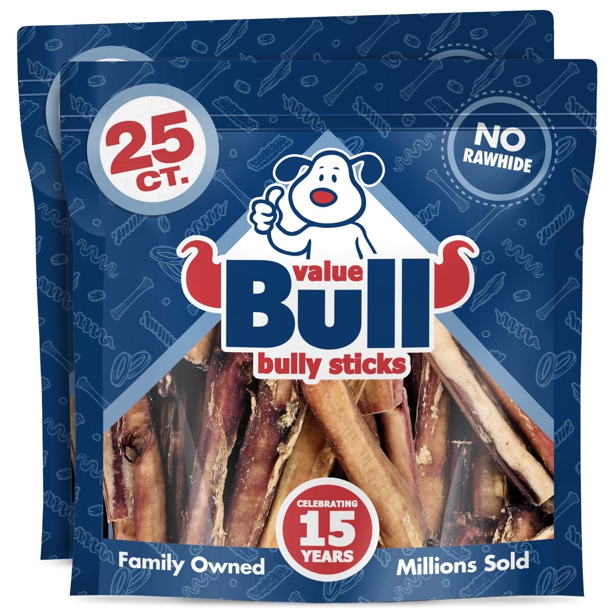ValueBull Bully Sticks for Large Dogs, Varied Shapes, Super Jumbo 4-6 Inch, 50 Count