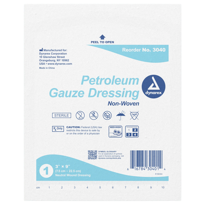 Dynarex Petroleum Gauze Dressing, 3" x 9"