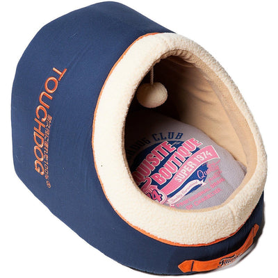 Touchdog ® 'Active-Play' Vintage Emblem Panoramic Cat Bed w/ Teaser Toy