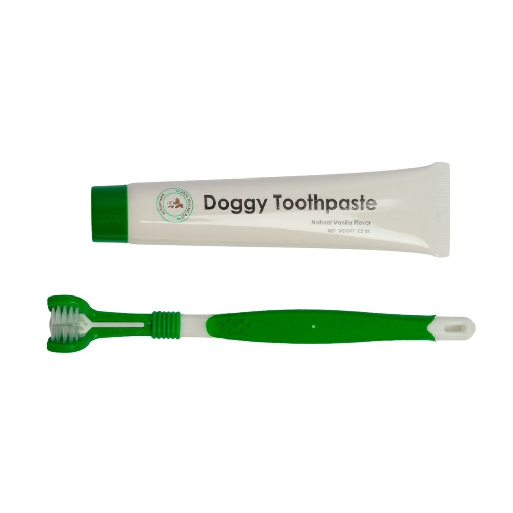 Triple-Headed Dog Toothbrush & All-Natural Toothpaste Kit