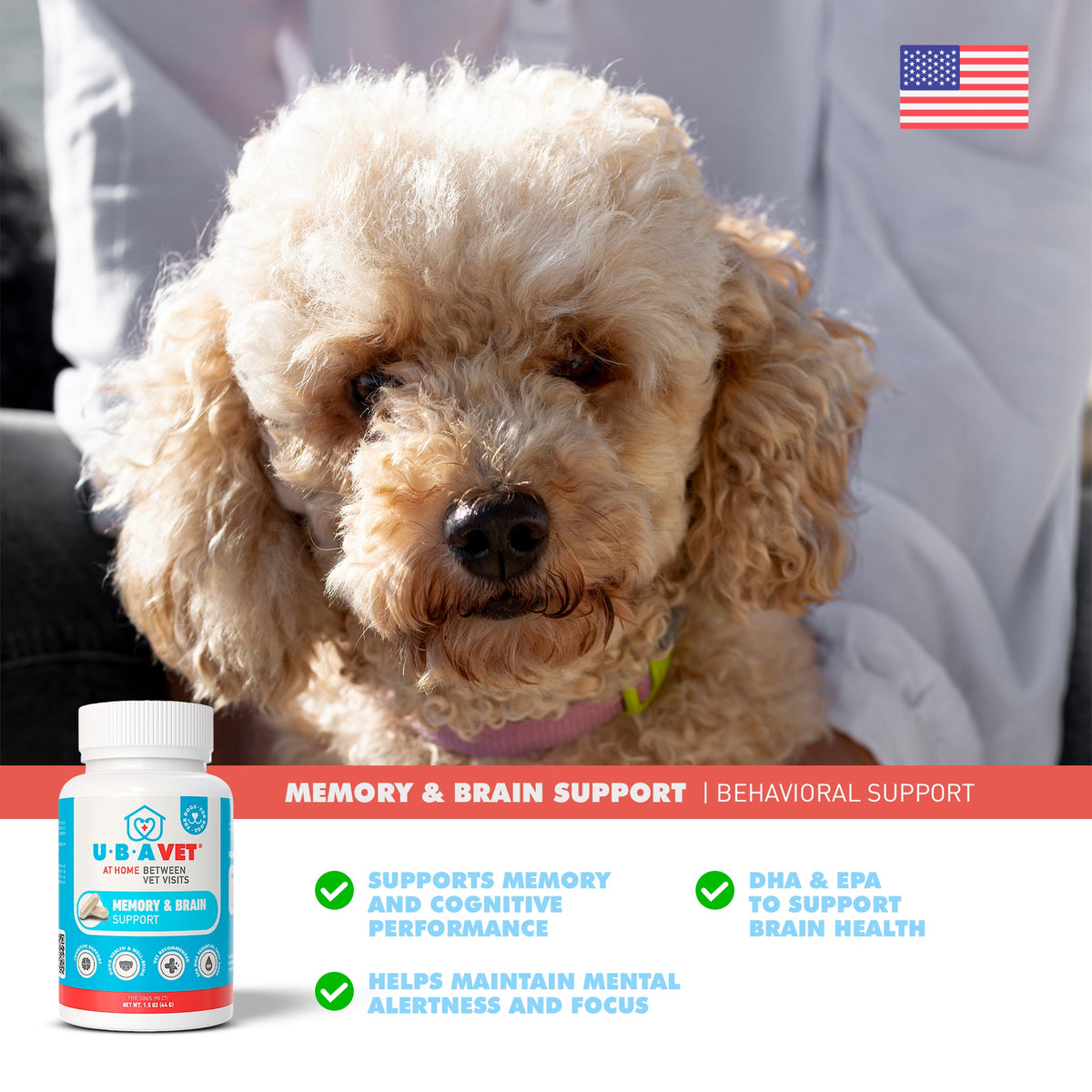 UBAVET Memory & Brain Support for Senior Dogs, 90 Capsules