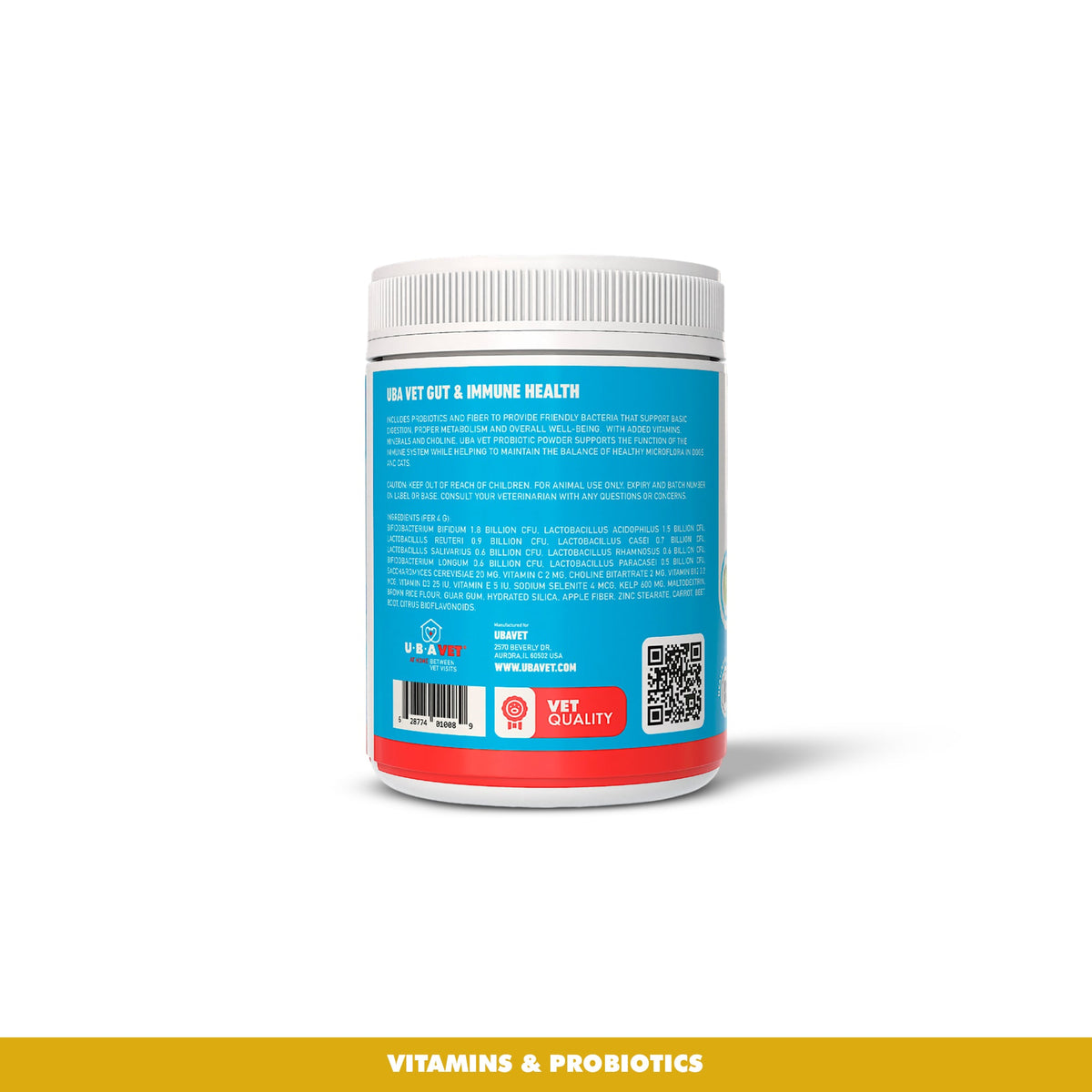 UBAVET Probiotics Gut & Immune Support Powder for Dogs & Cats, 5.3 oz