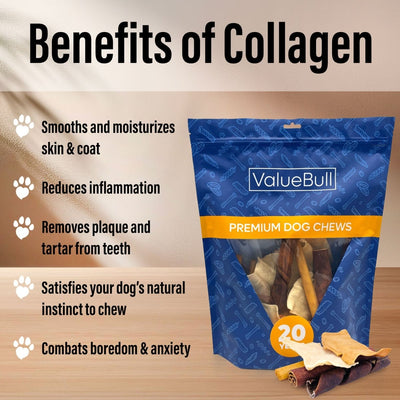 ValueBull USA Collagen Dog Chews, Fun Shapes Variety Mix, Natural Long-Lasting Dog Treats, 1 Pound