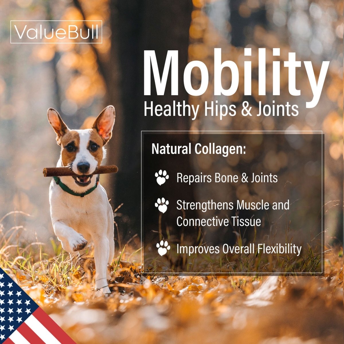 ValueBull USA Collagen Sticks for Dogs, 6 Inch Super Jumbo Chews, Natural Long-Lasting Dog Treats, 25 Count