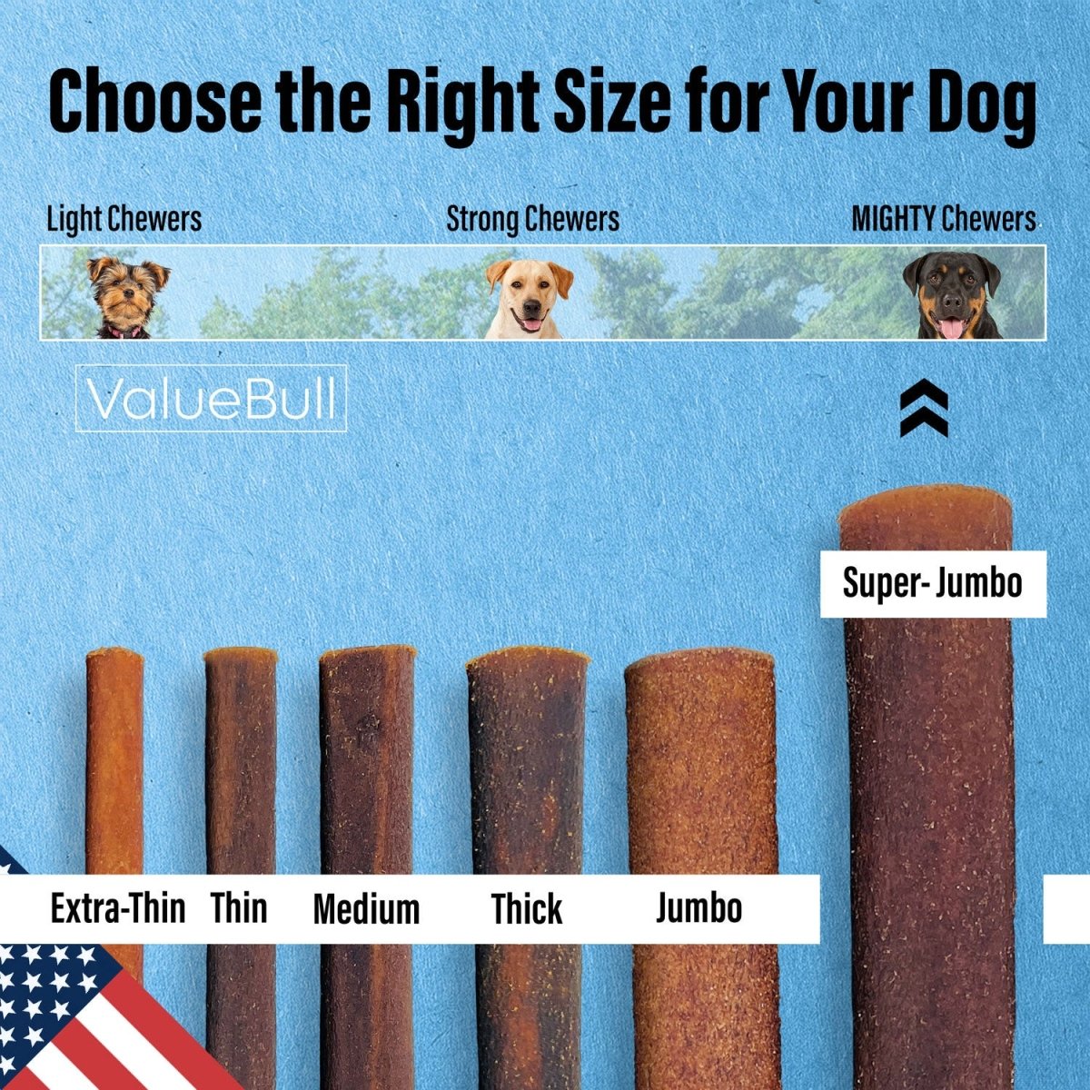 ValueBull USA Collagen Sticks for Dogs, 6 Inch Super Jumbo Chews, Natural Long-Lasting Dog Treats, 25 Count