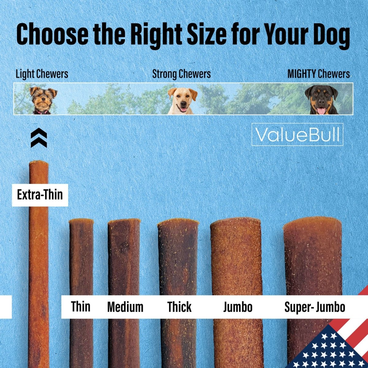 ValueBull USA Collagen Sticks for Small Dogs, 6 Inch Extra Thin Chews, Natural Dog Treats, 10 Count