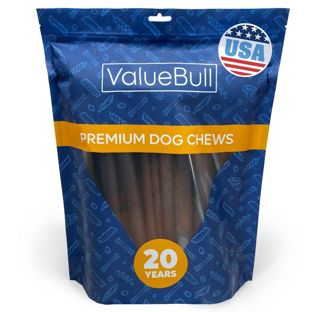 ValueBull USA Collagen Sticks for Dogs, 12 Inch Super Jumbo Chews, Natural Long-Lasting Dog Treats, 25 Count