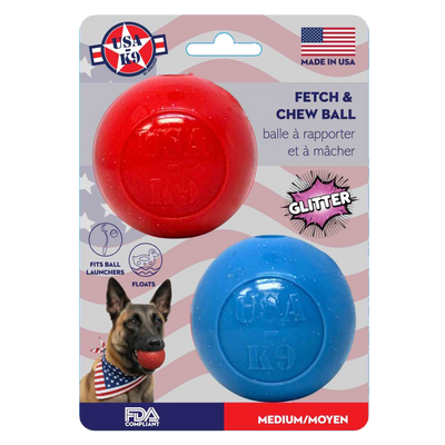 Glitter Ball 2-Pack Dog Toy | Soft Rubber Floating Fetch Ball with Treat Dispenser | USA Made