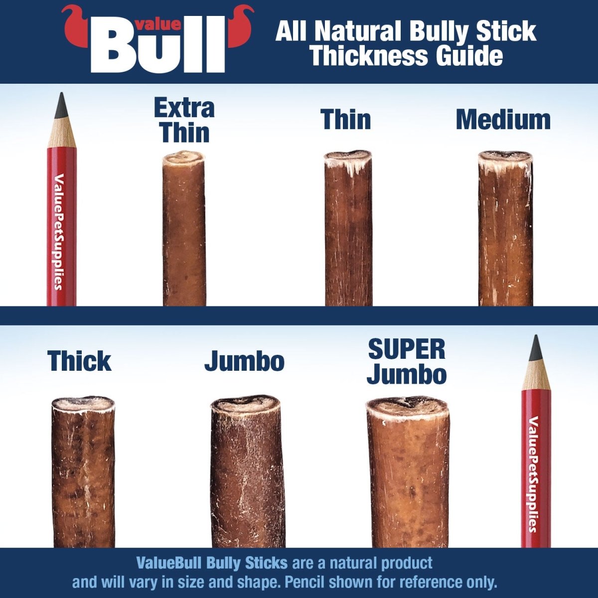 ValueBull USA Bully Sticks for Dogs, Medium 6 Inch, 50 Count