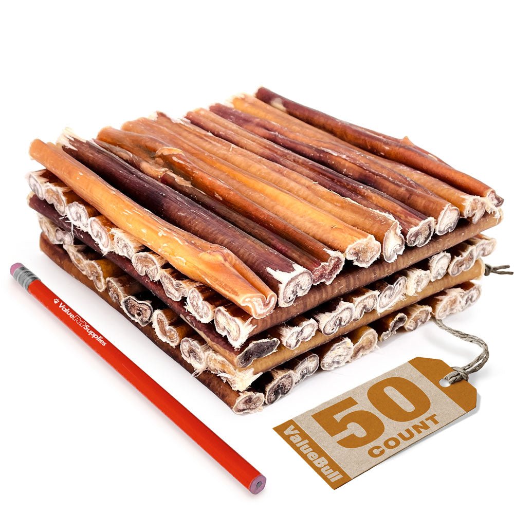 ValueBull USA Bully Sticks for Dogs, Medium 6 Inch, 50 Count