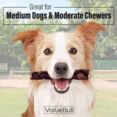 ValueBull Collagen Braided Sticks for Dogs, 6 Inch Medium Chews, Natural Long-Lasting Dog Treats, 10 Count
