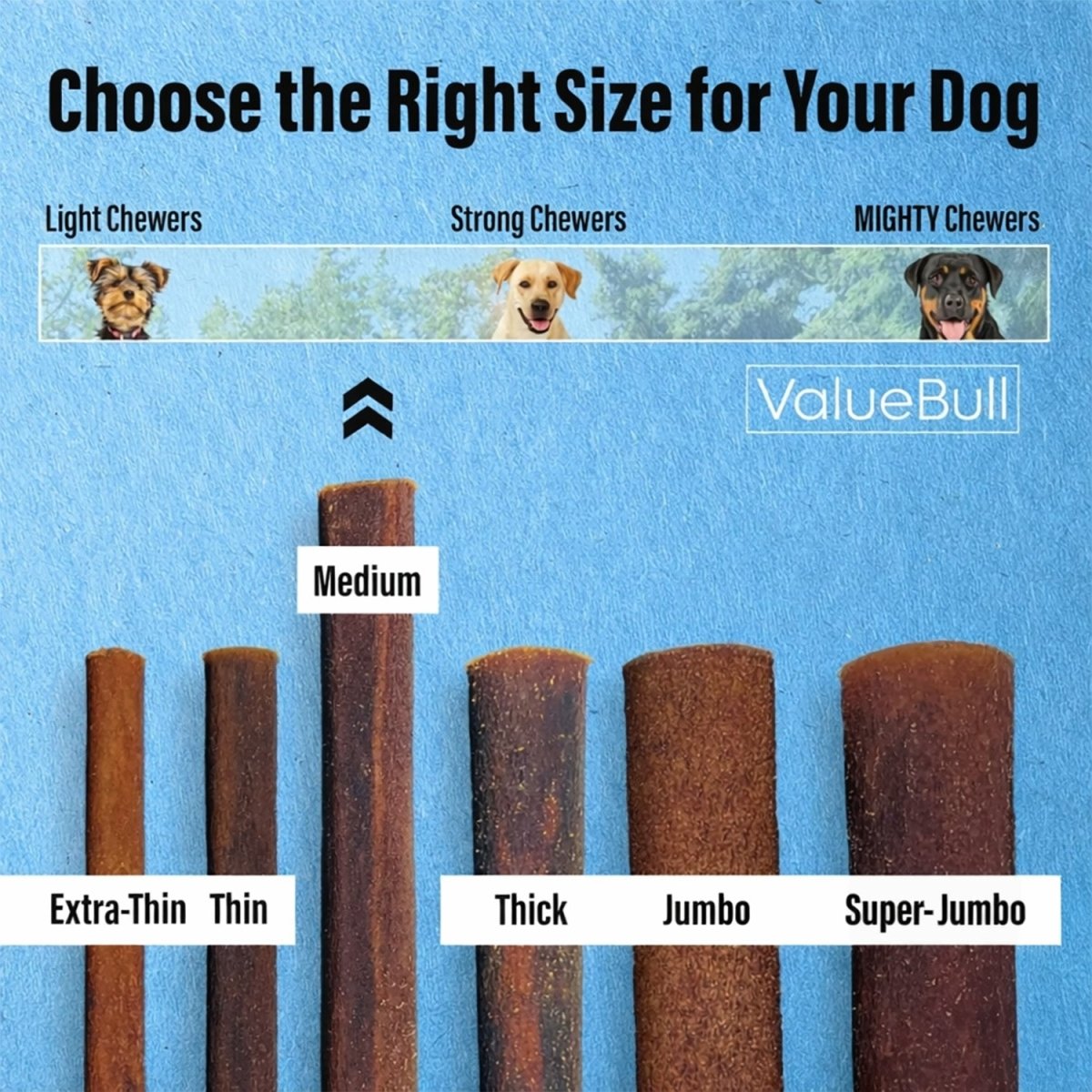 ValueBull Buffalo Collagen Sticks for Dogs, 6 Inch Medium Chews, Natural Long-Lasting Dog Treats, 50 Count