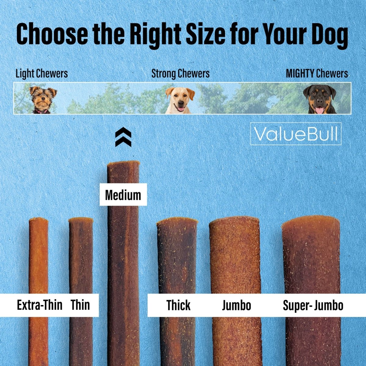 ValueBull Collagen Sticks for Dogs, 6 Inch Medium Chews, Natural Long-Lasting Dog Treats, 25 Count
