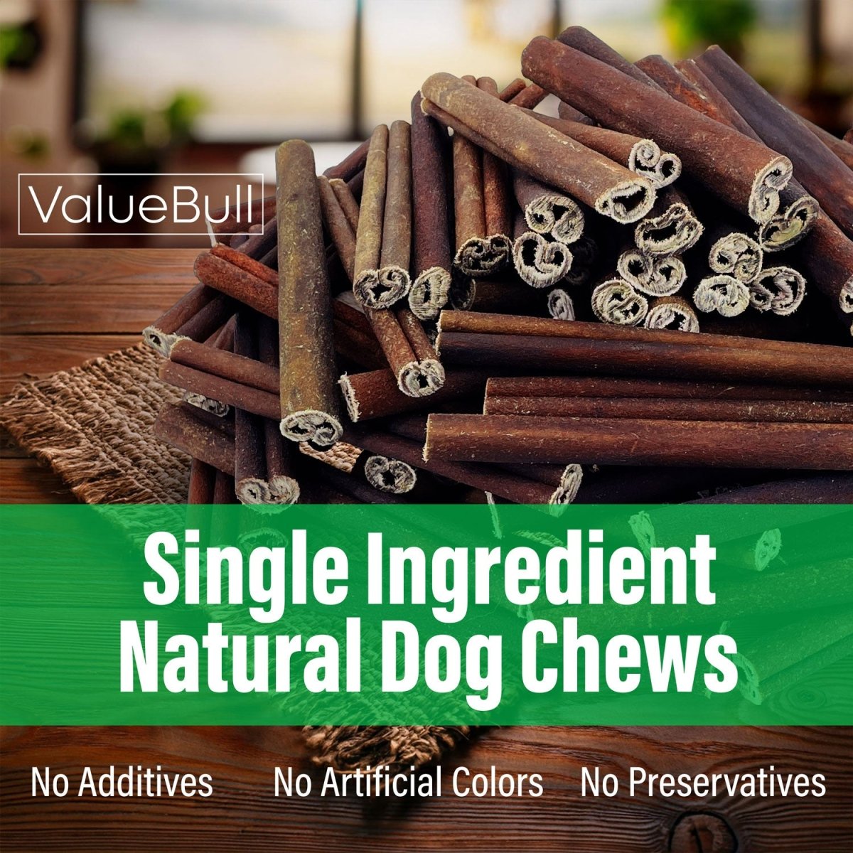 ValueBull Collagen Sticks for Small Dogs, 6 Inch Thin Chews, Natural Dog Treats, 50 Count