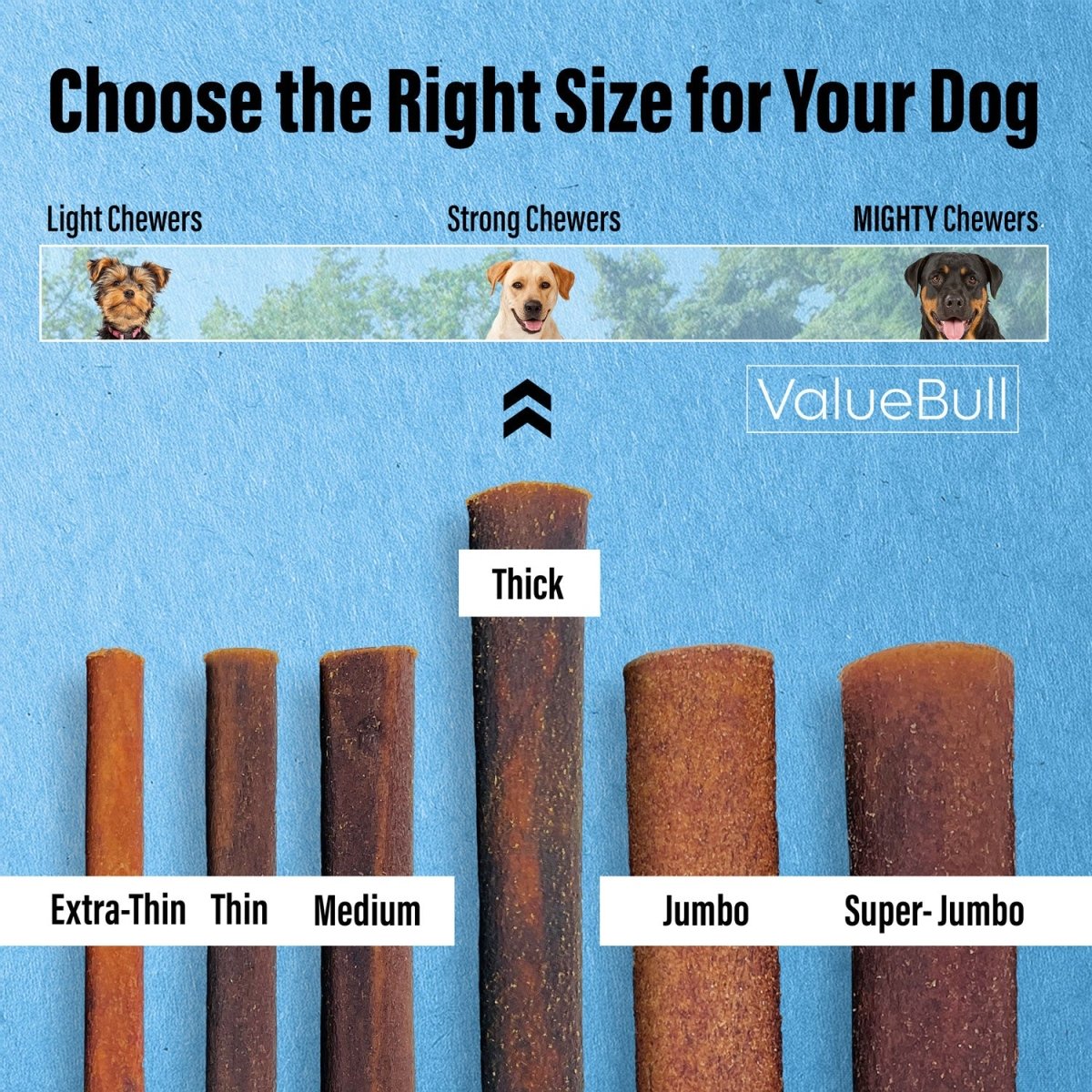 ValueBull Collagen Sticks for Dogs, 12 Inch Thick Chews, Natural Long-Lasting Dog Treats, 25 Count