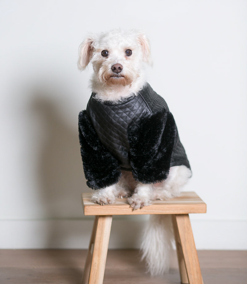 Fifi Quilted Faux Leather + Fur Top