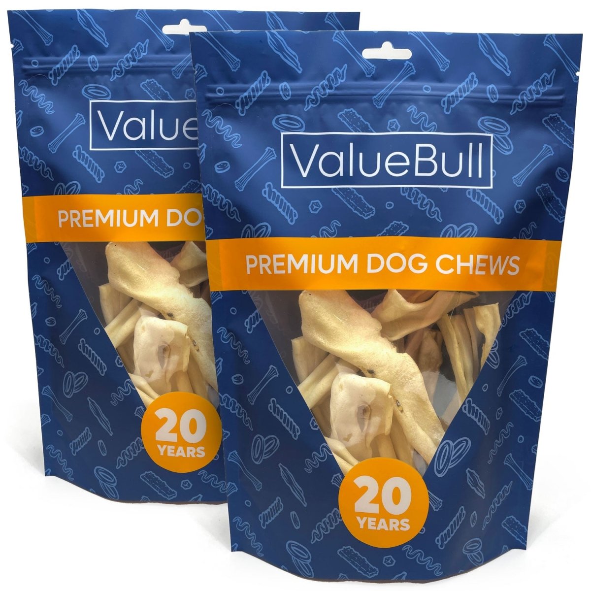 ValueBull Lamb Cheek Slices, Premium Lamb Dog Chews, 5-6 Inch, 20 Count