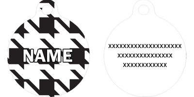 Houndstooth Black and White HD Dog ID Tag